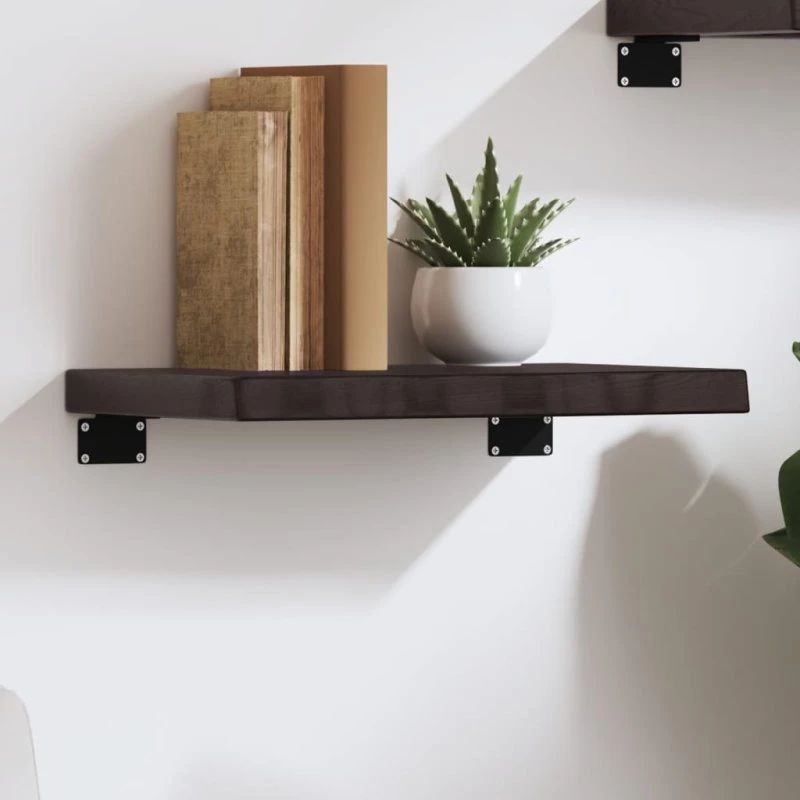 vidaXL væghylde 40x30x(2-4) cm massiv egetræ mørkebrun