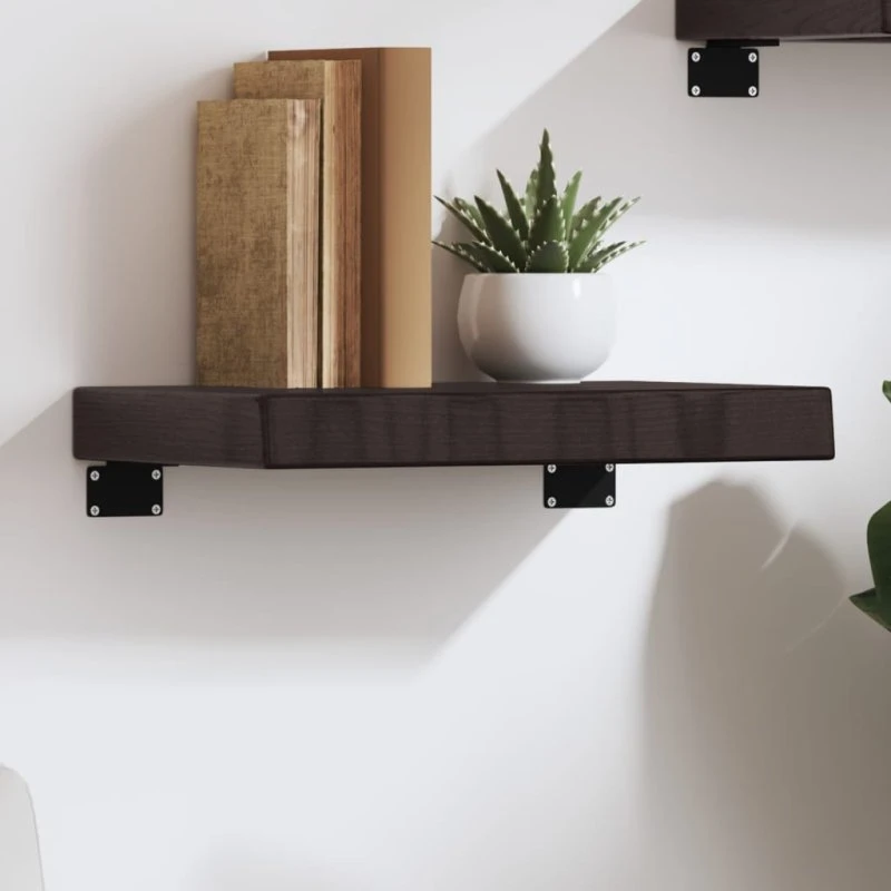 vidaXL væghylde 40x30x(2-6) cm behandlet massivt egetræ mørkebrun