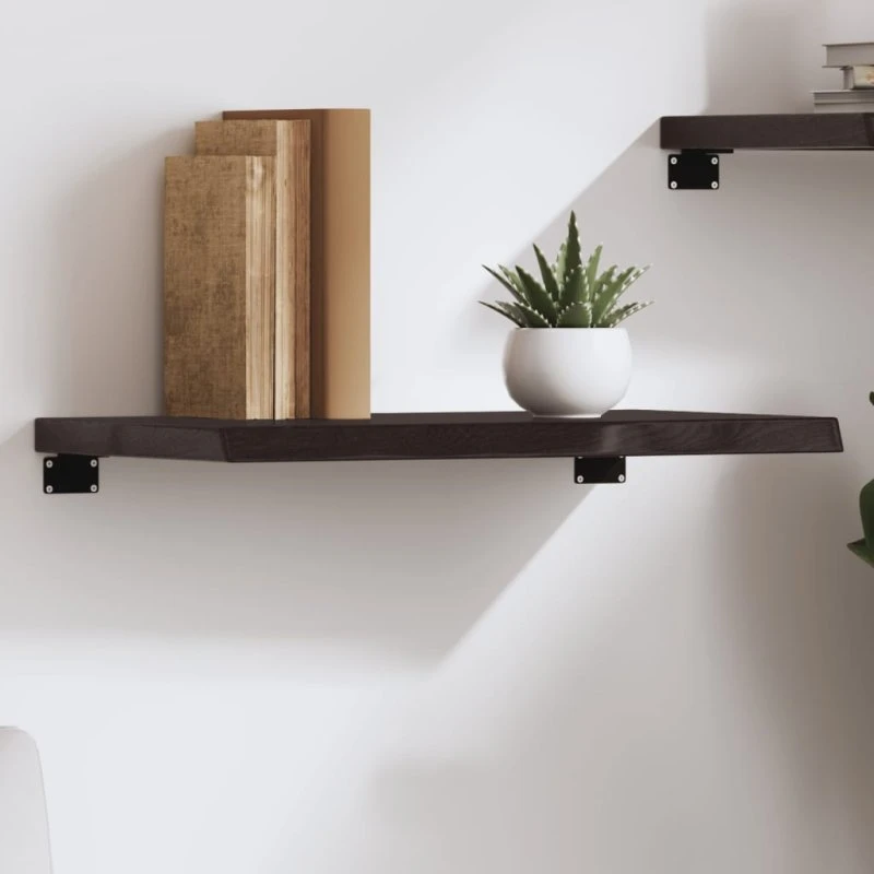 vidaXL væghylde 60x30x(2-4) cm massivt egetræ mørkebrun