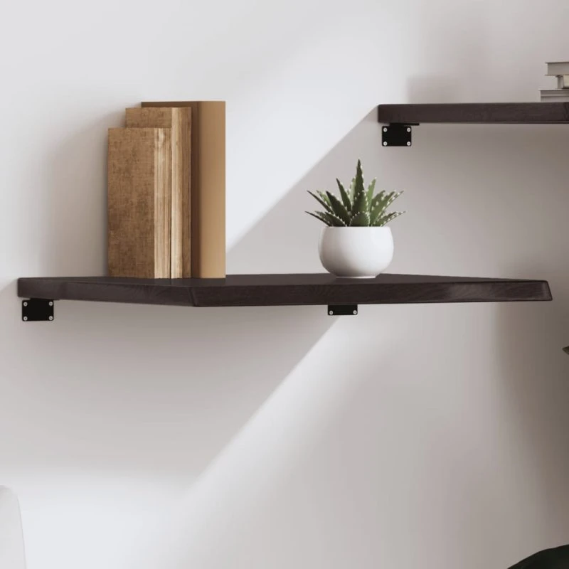 vidaXL væghylde 60x50x(2-4) cm massivt egetræ mørkebrun