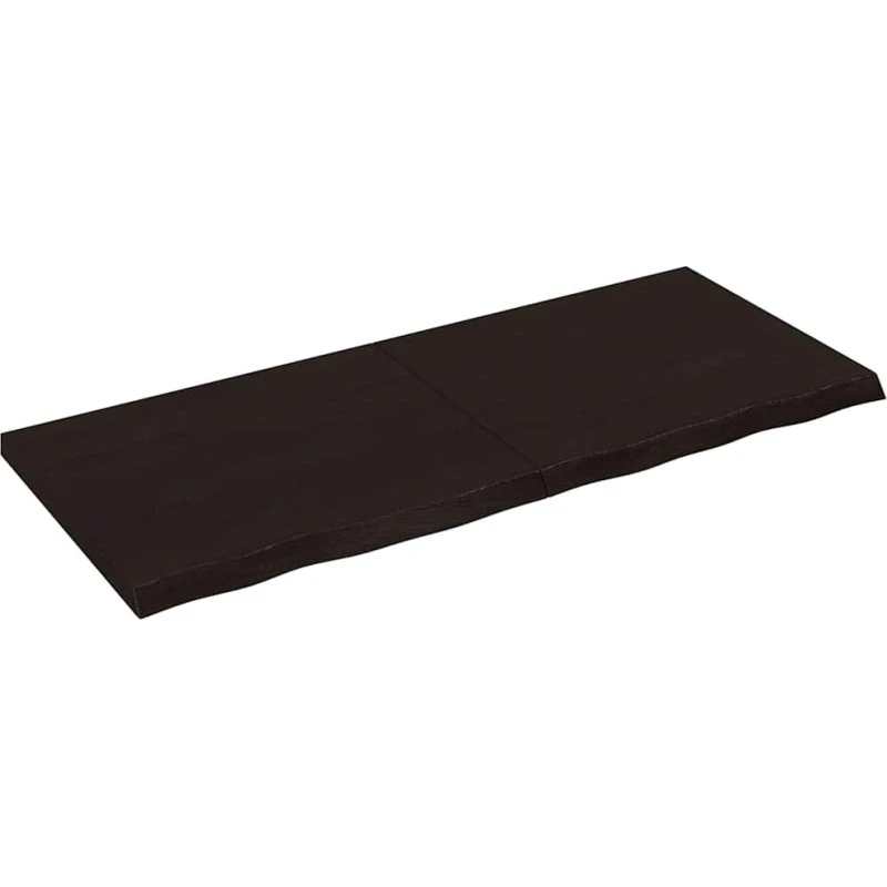 vidaXL væghylde i massivt egetræ 120x50 cm – mørkebrun