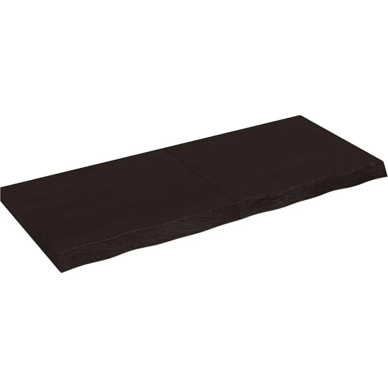 vidaXL væghylde i massivt egetræ 120x50x(2-6) cm – mørkebrun