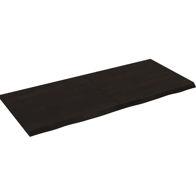vidaXL væghylde 140x60x(2–4) cm massivt egetræ mørkebrun
