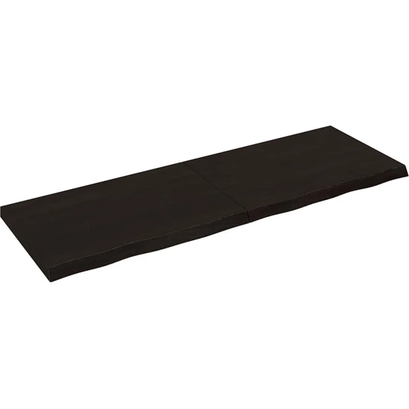 vidaXL væghylde i massivt egetræ 180x60x(2-6) cm, mørkebrun