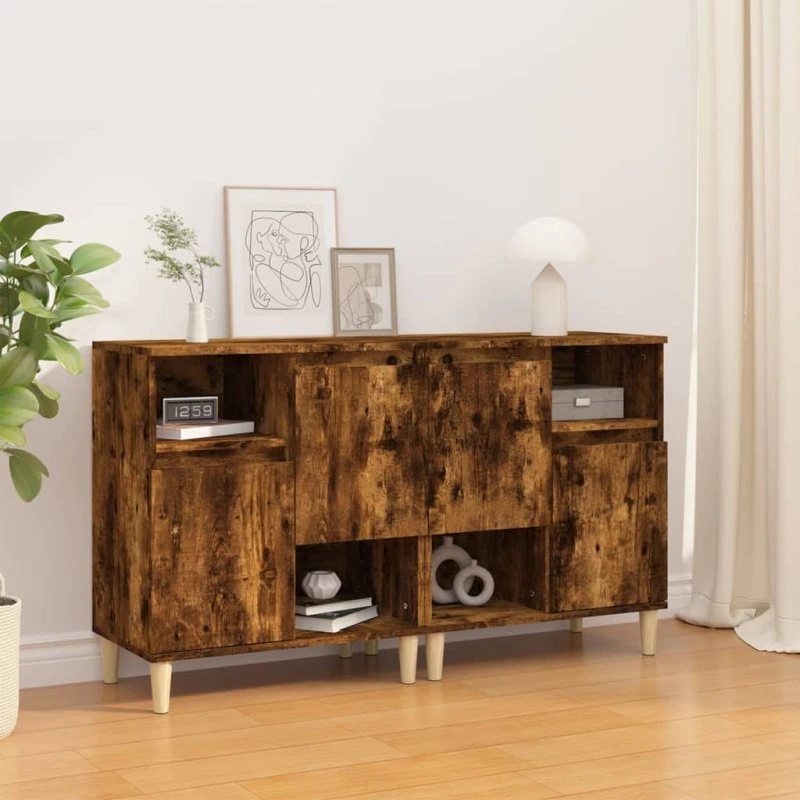 vidaXL Skænke 2 stk 60x35x70 cm konstrueret træ, røget eg