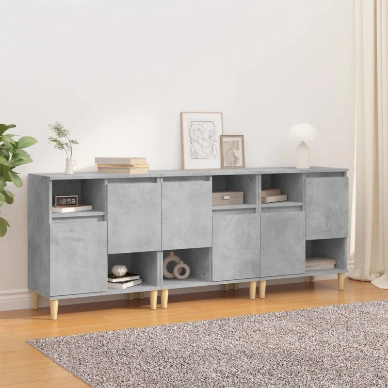 vidaXL skænke 3 stk. 60x35x70 cm konstrueret træ, betongrå