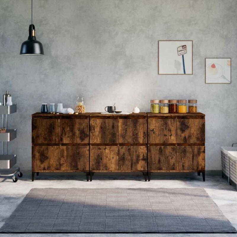 vidaXL skænke 3 stk. 60x35x70 cm i røget egetræsfarve