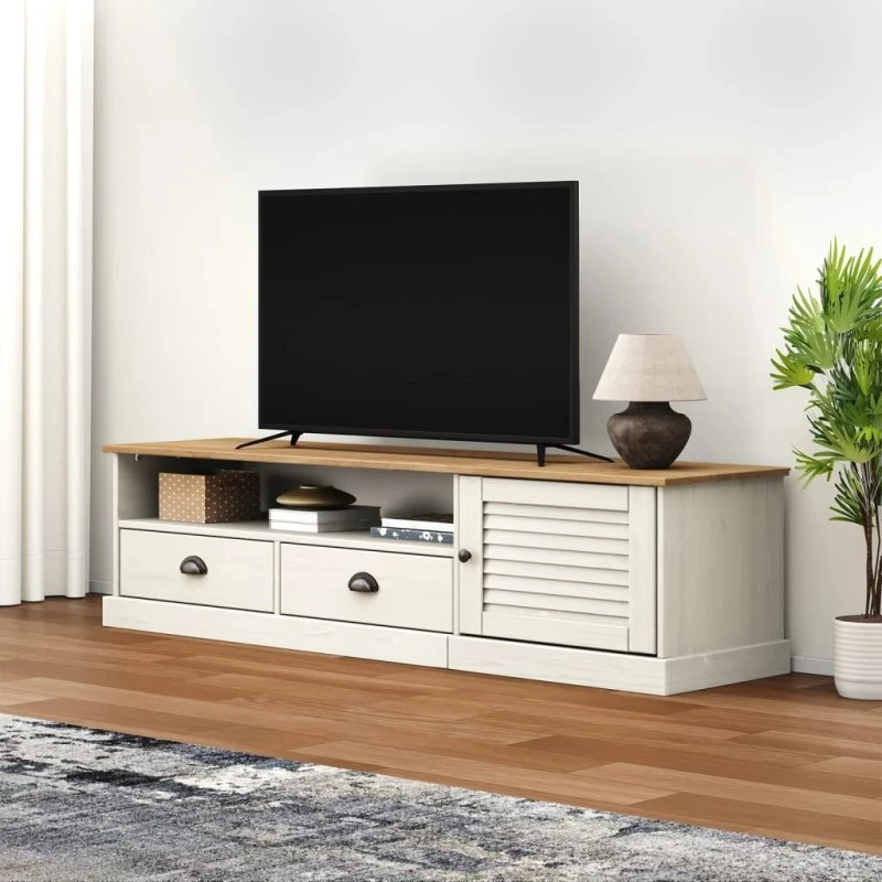 vidaXL VIGO TV-bord 156x40x40 cm – hvid, massivt fyrretræ
