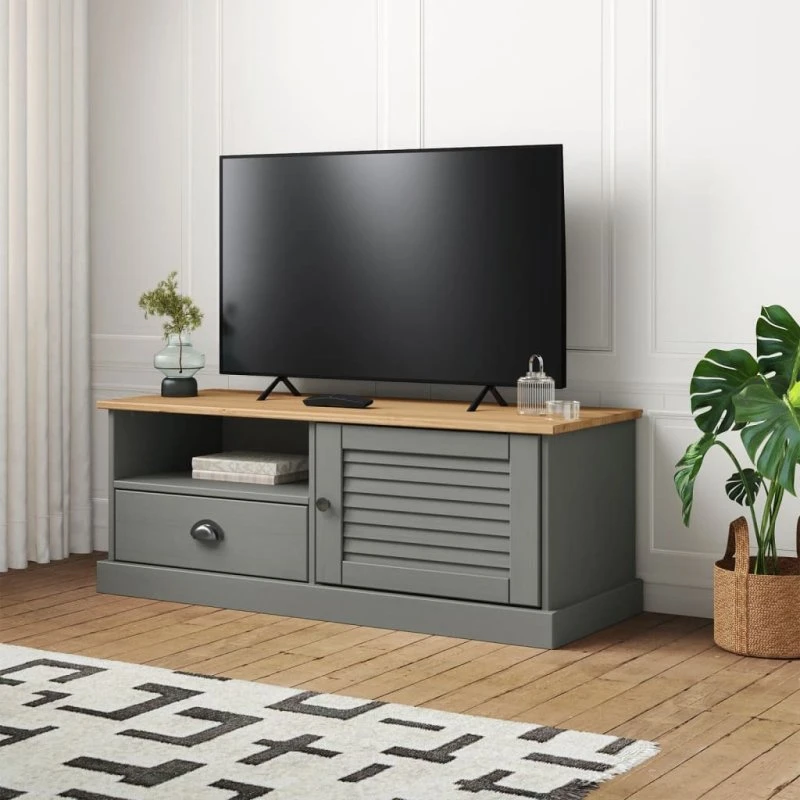 vidaXL VIGO tv-bord 106x40x40 cm massivt fyrretræ, grå
