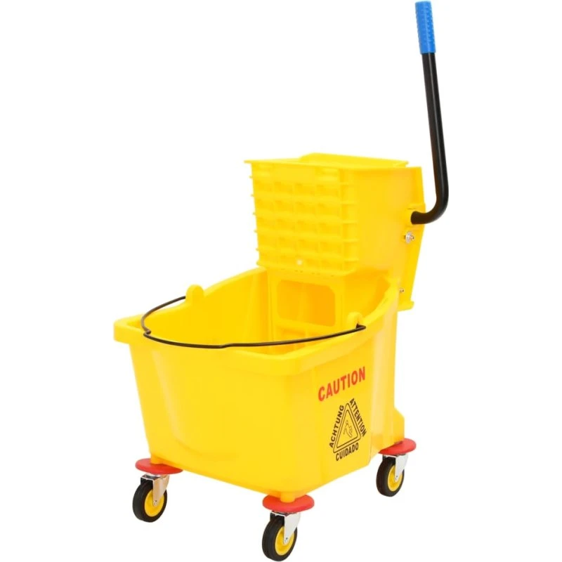 vidaXL spand med vrider og hjul 36 l, gul