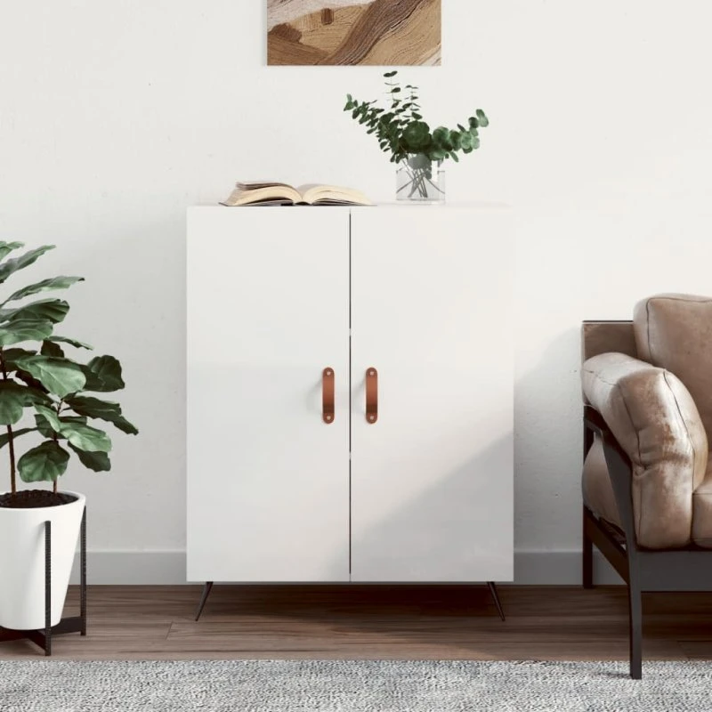 vidaXL skænk 69,5x34x90 cm konstrueret træ hvid højglans