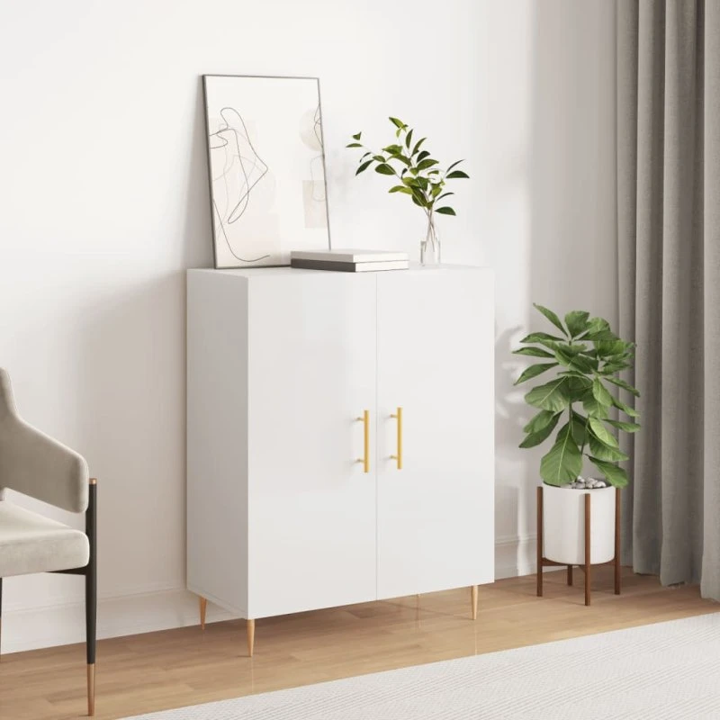 vidaXL skænk 69,5x34x90 cm konstrueret træ, hvid højglans
