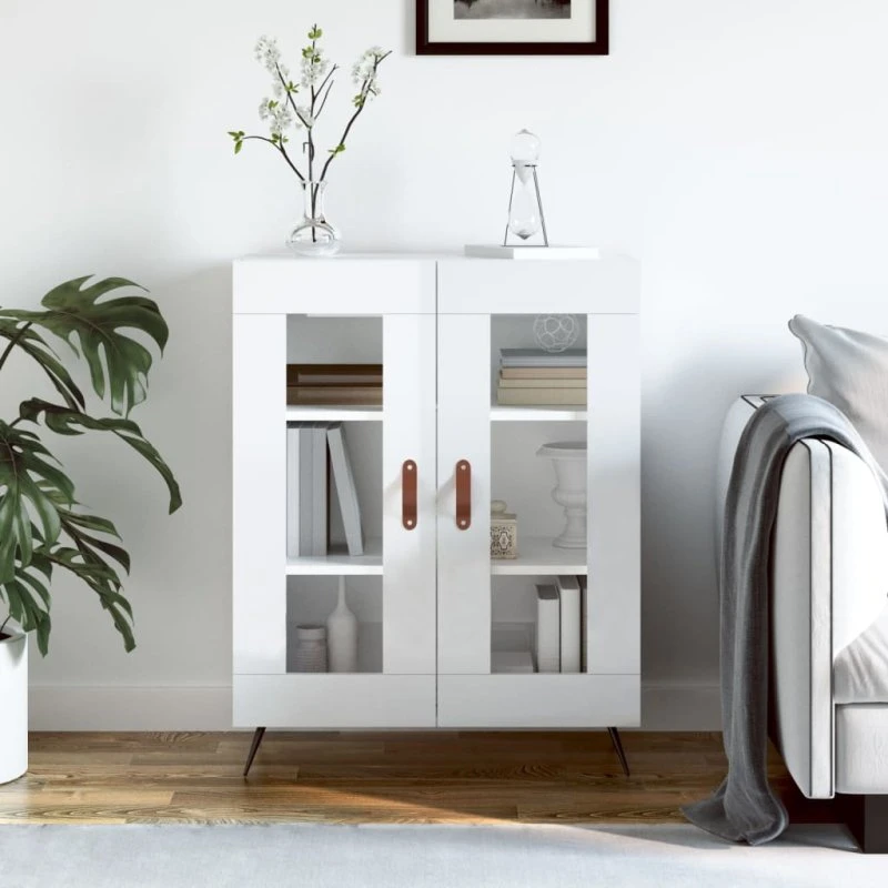 vidaXL skænk 69,5x34x90 cm hvid højglans (konstrueret træ)