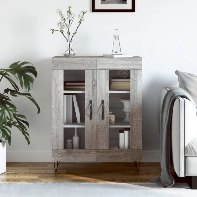 vidaXL skænk 69,5x34x90 cm grå Sonoma-eg