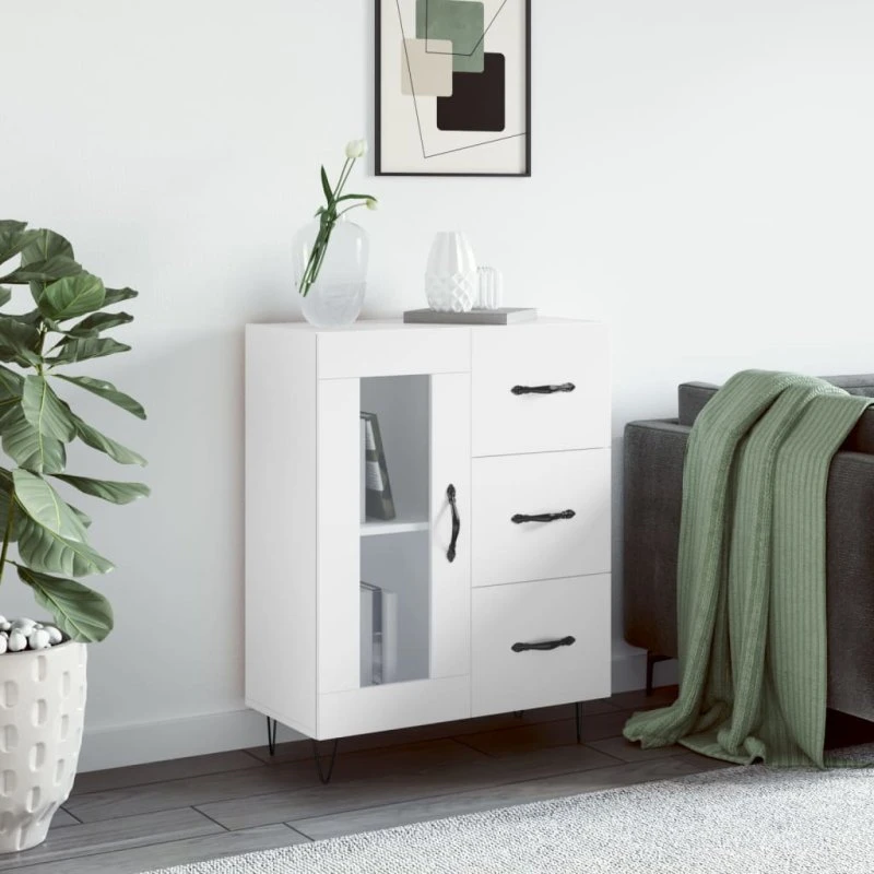 vidaXL skænk 69,5x34x90 cm konstrueret træ hvid