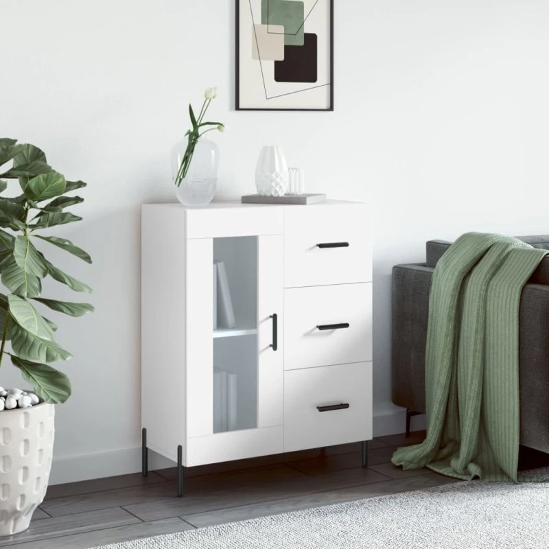 vidaXL skænk 69,5x34x90 cm konstrueret træ - hvid