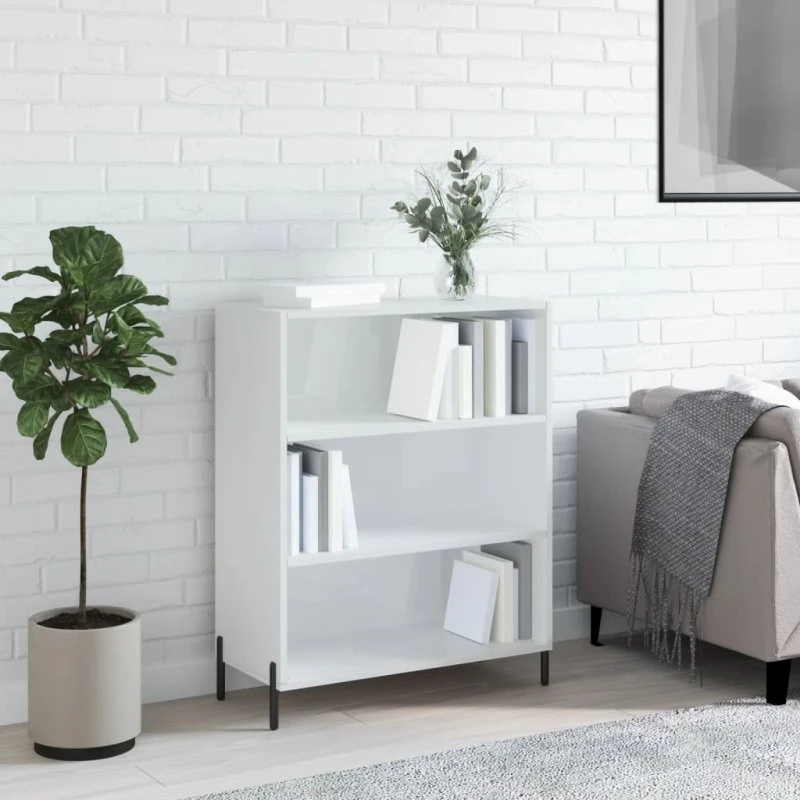 vidaXL skab 69,5x32,5x90 cm hvid højglans med metalben