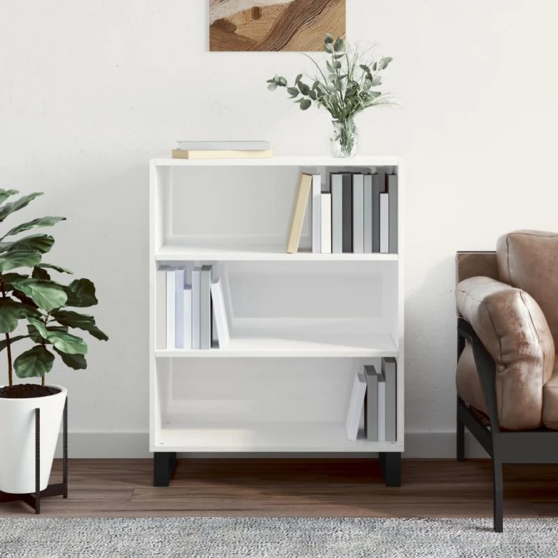 vidaXL Skab 69,5x32,5x90 cm Hvid højglans m. metalben