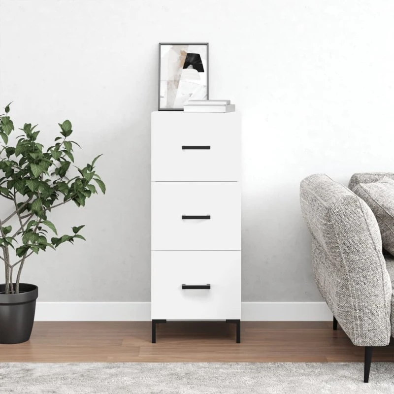 vidaXL skænk 34,5x34x90 cm hvid, konstrueret træ