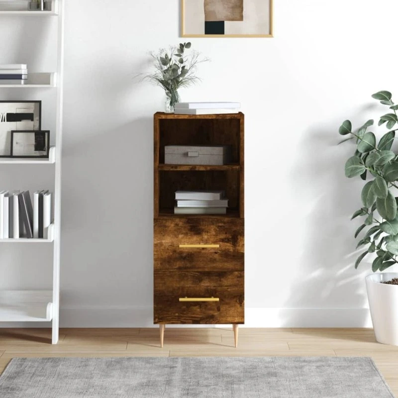 vidaXL skænk 34,5x34x90 cm konstrueret træ, røget eg