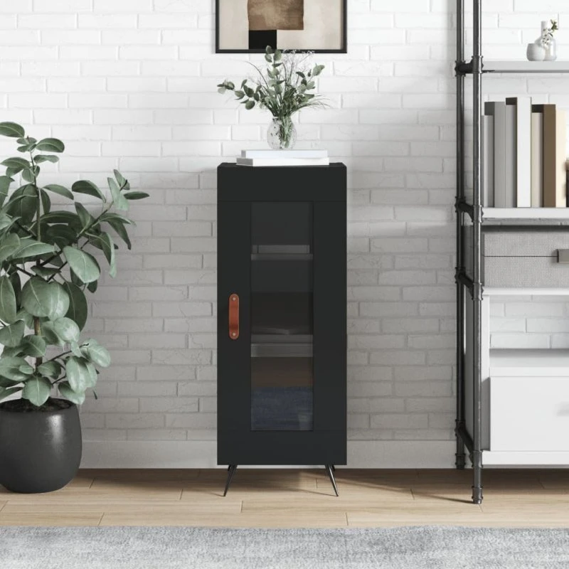 vidaXL skænk 34,5x34x90 cm sort (konstrueret træ)