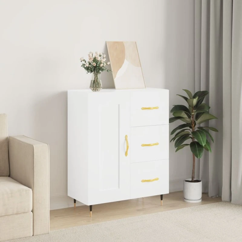 vidaXL skænk 69,5x34x90 cm konstrueret træ, hvid