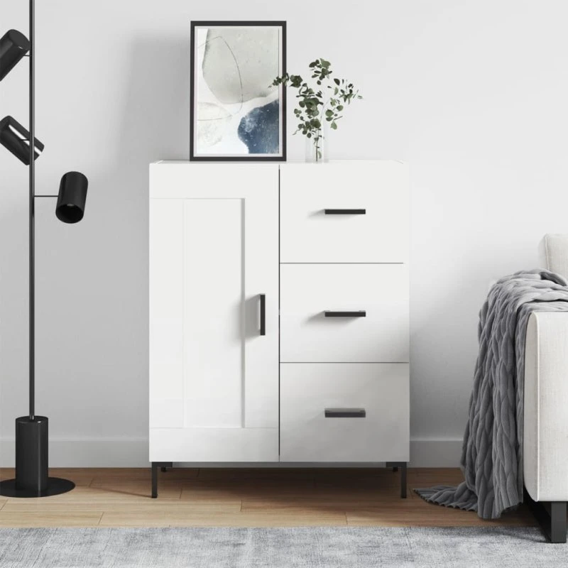 vidaXL skænk 69,5x34x90 cm konstrueret træ, hvid