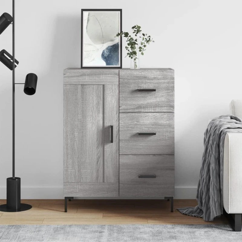 vidaXL skænk 69,5x34x90 cm grå Sonoma-eg