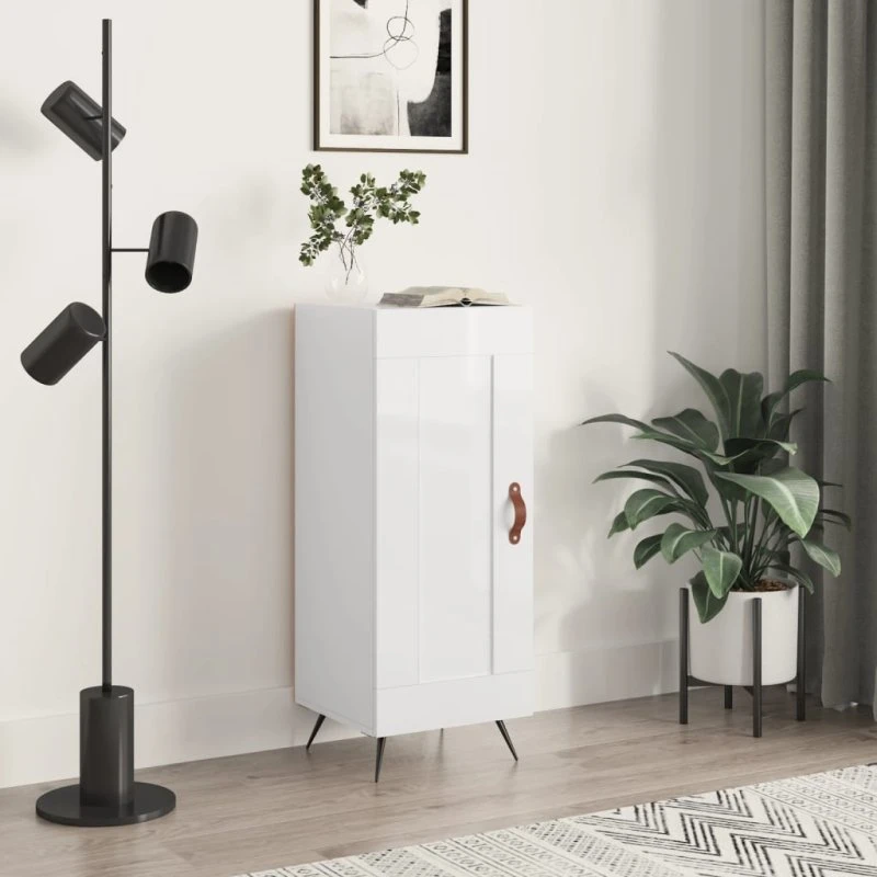 vidaXL skænk 34,5x34x90 cm hvid højglans