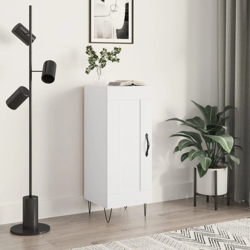 vidaXL skænk 34,5x34x90 cm hvid højglans
