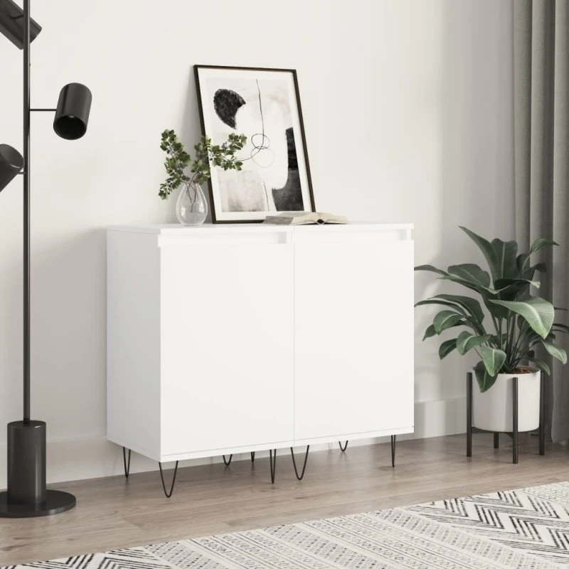 vidaXL Skænk 2 stk. 40x35x70 cm Hvid – konstrueret træ