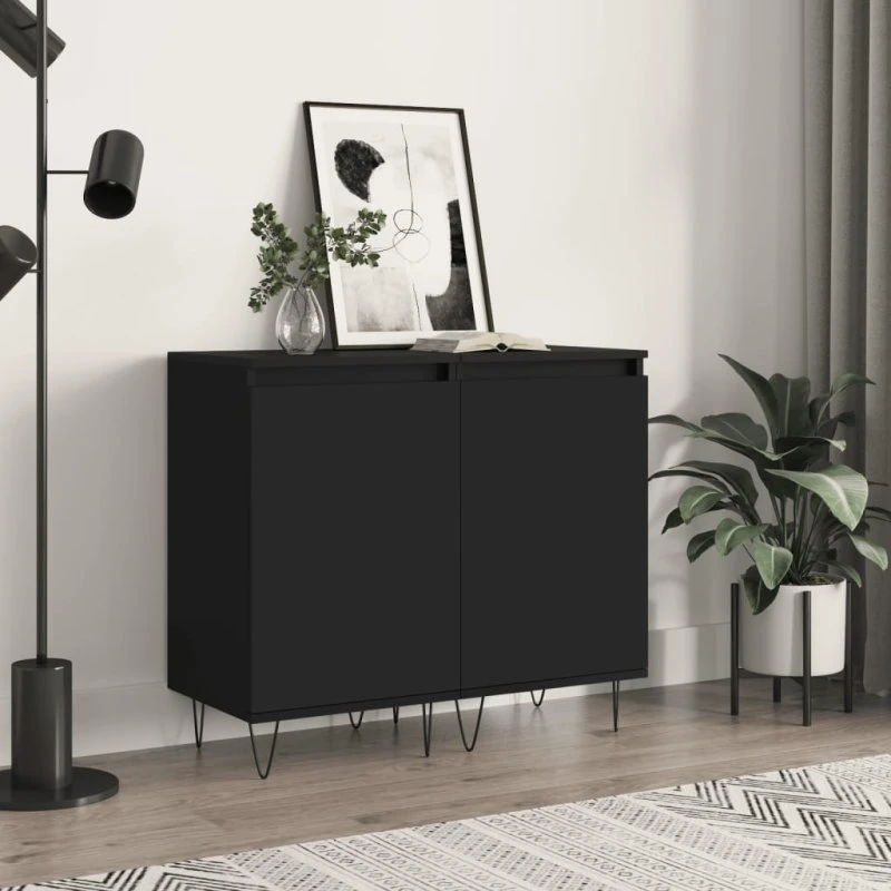 vidaXL Skænk 2 stk. 40x35x70 cm, sort (konstrueret træ)