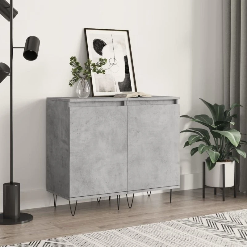 vidaXL skænk 2 stk. 40x35x70 cm konstrueret træ, betongrå