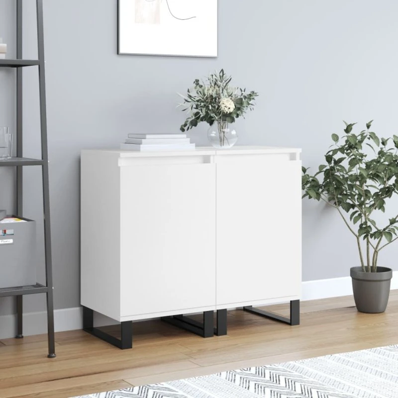 vidaXL skænke 2 stk. 40x35x70 cm konstrueret træ, hvid