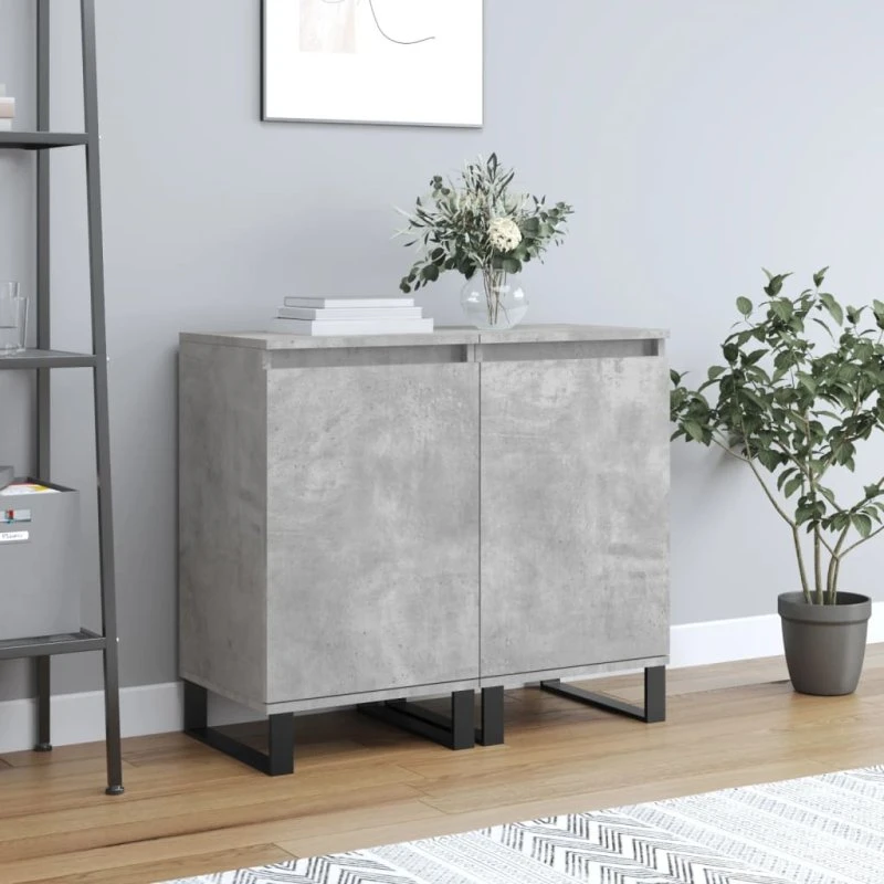 vidaXL Skænk 2 stk. 40x35x70 cm konstrueret træ, betongrå