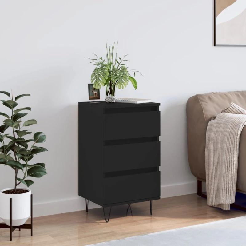 vidaXL skænk 40x35x70 cm konstrueret træ, sort