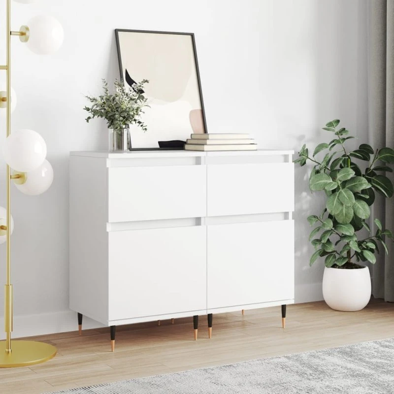 vidaXL skænke 2 stk. 40x35x70 cm konstrueret træ, hvid
