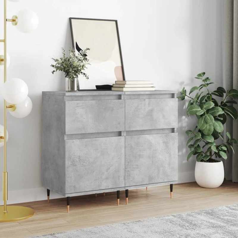 vidaXL skænk 2 stk. 40x35x70 cm konstrueret træ betongrå