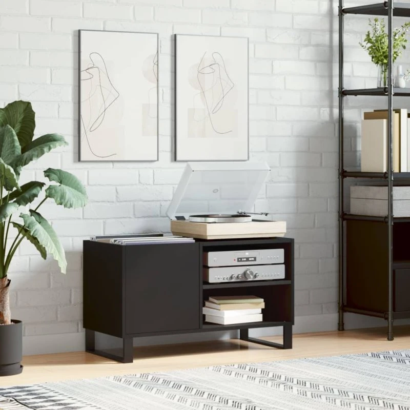 vidaXL vinylskab 85x38x48 cm konstrueret træ, sort