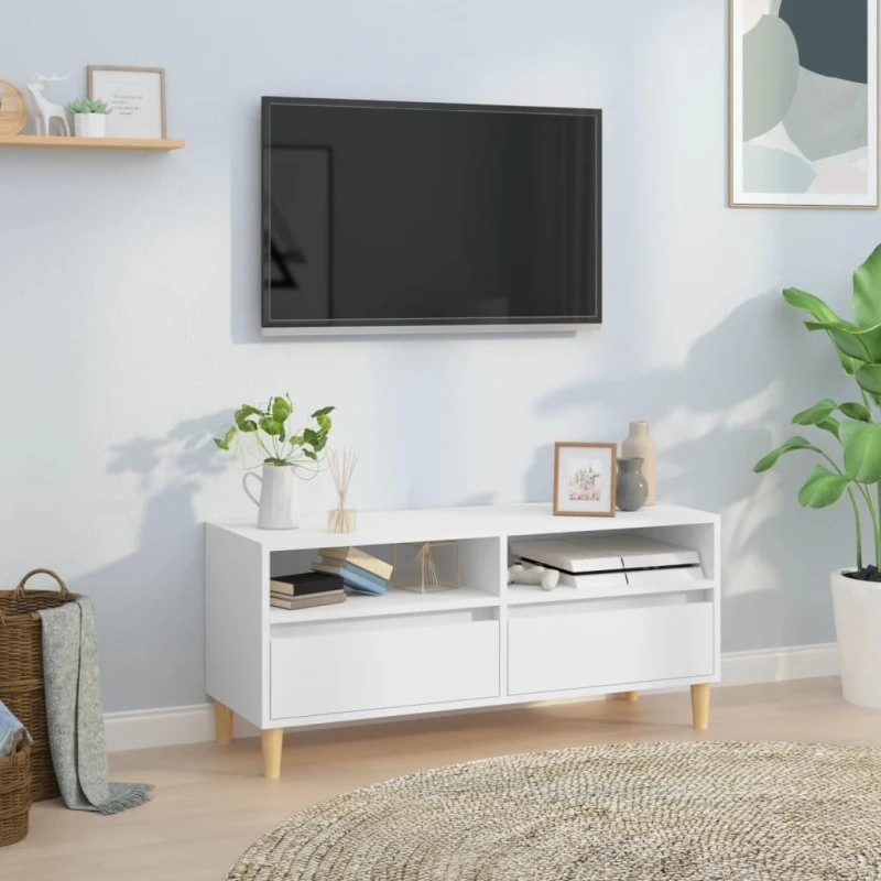vidaXL TV-bord 100x34,5x44,5 cm, hvid konstrueret træ