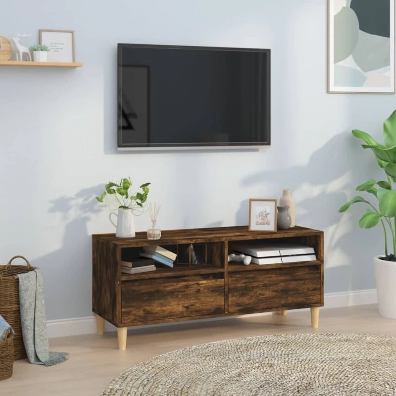 vidaXL tv-bord 100x34,5x44,5 cm røget egetræ