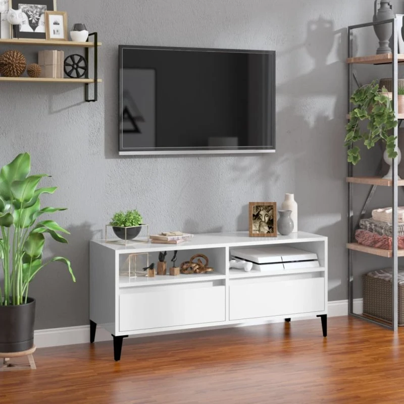 vidaXL TV-bord 100x34,5x44,5 cm hvid højglans