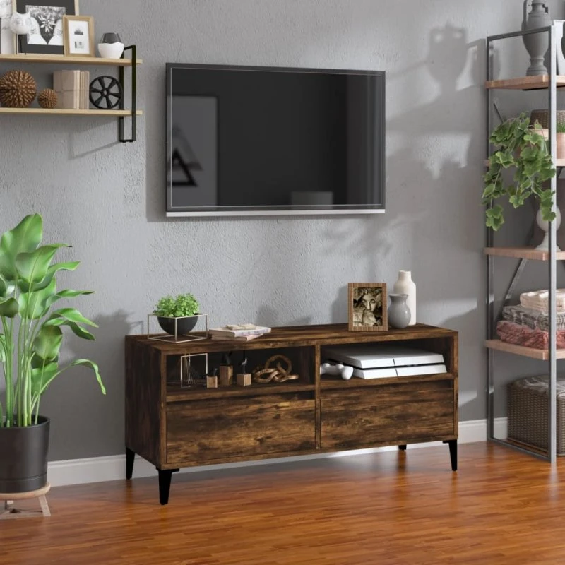 vidaXL TV-bord 100x34,5x44,5 cm - Røget egetræslook