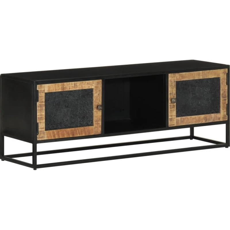 vidaXL tv-bord 110x30x40 cm i massivt mangotræ og jern