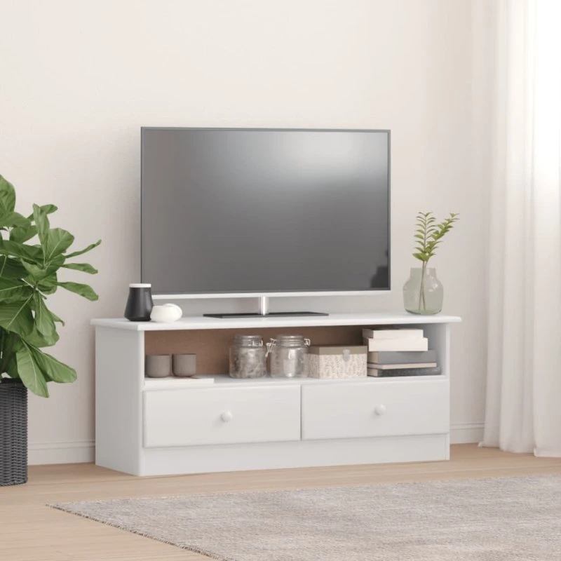 vidaXL TV-skab ALTA 100x35x41 cm massivt fyrretræ hvid
