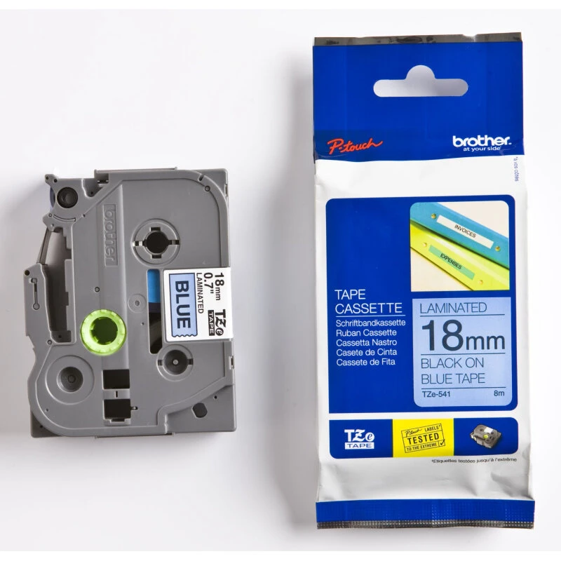 Brother TZe-541 18mm x 8m - sort tekst på blå tape