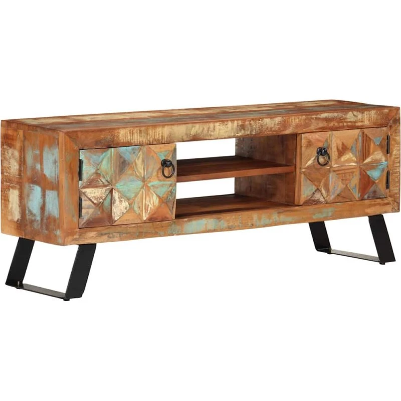 vidaXL tv-bord 112x30x45 cm i massivt genbrugstræ