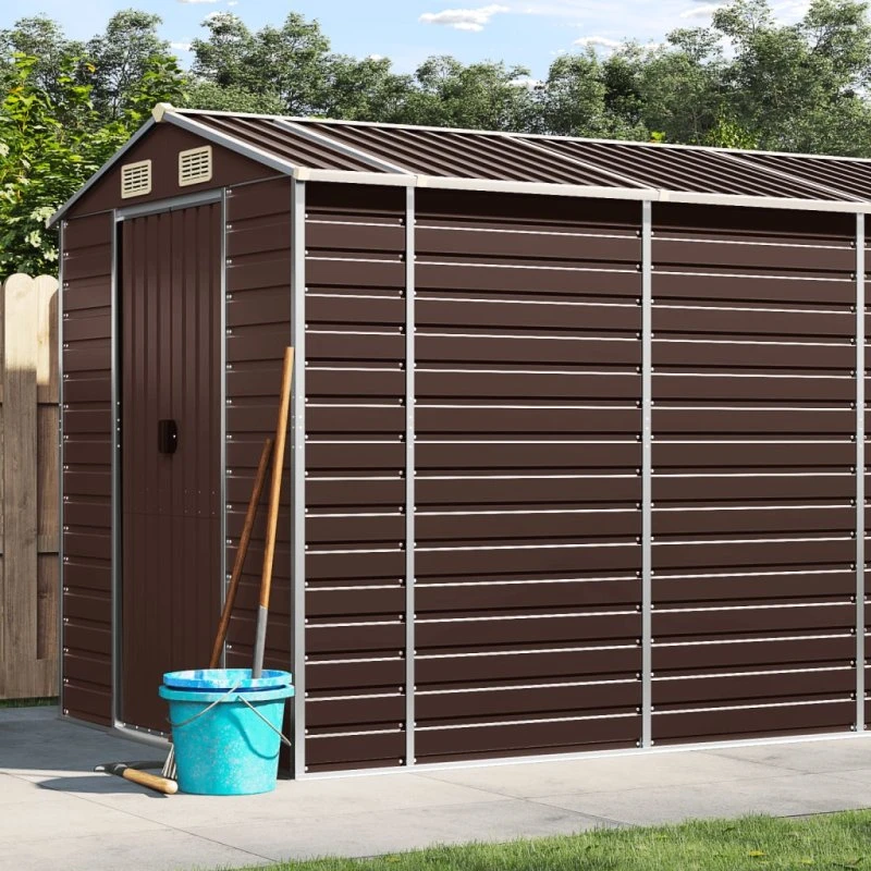 vidaXL haveskur i galvaniseret stål, brun 191×640×198 cm