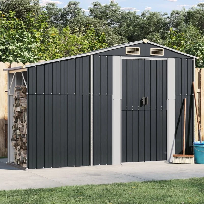 vidaXL haveskur 277×93×179 cm, galvaniseret stål antracit