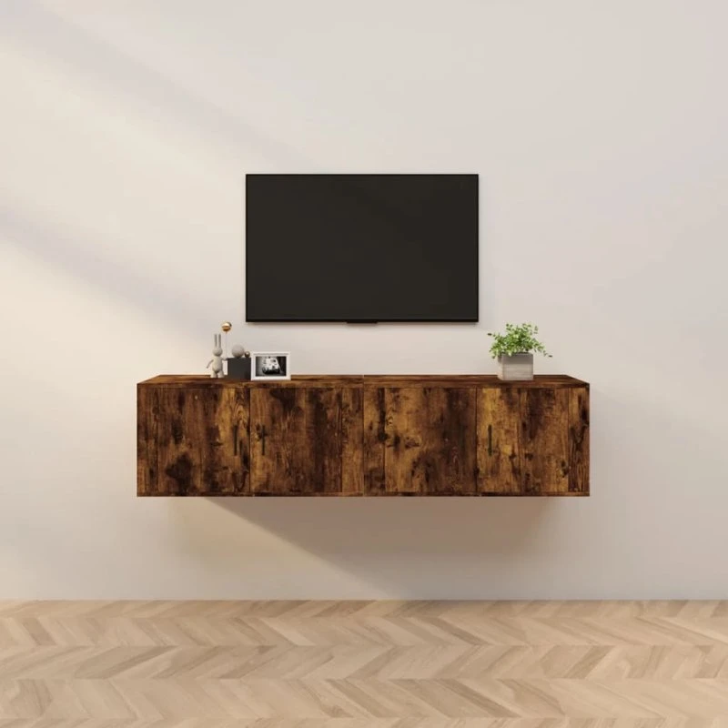 vidaXL væghængte tv-skabe 2 stk. 80x34,5x40 cm røget eg